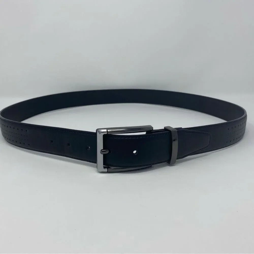 STACY ADAMS 42 Men’s Black Leather Belt Pacer Perforated Casual Dressy Belt